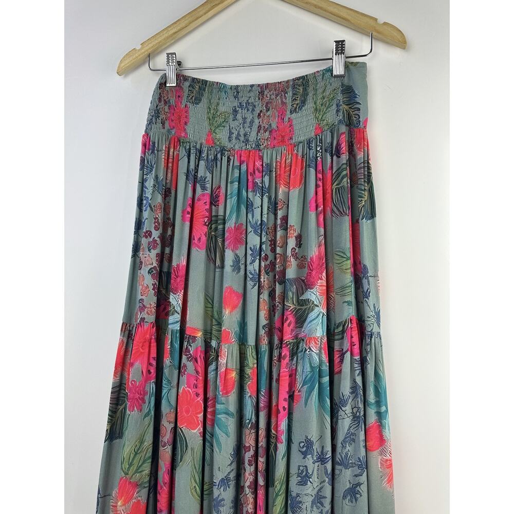 Natural Life Hanna Convertible Maxi Skirt Floral Tropical Smocked Size Medium - Picture 11 of 15
